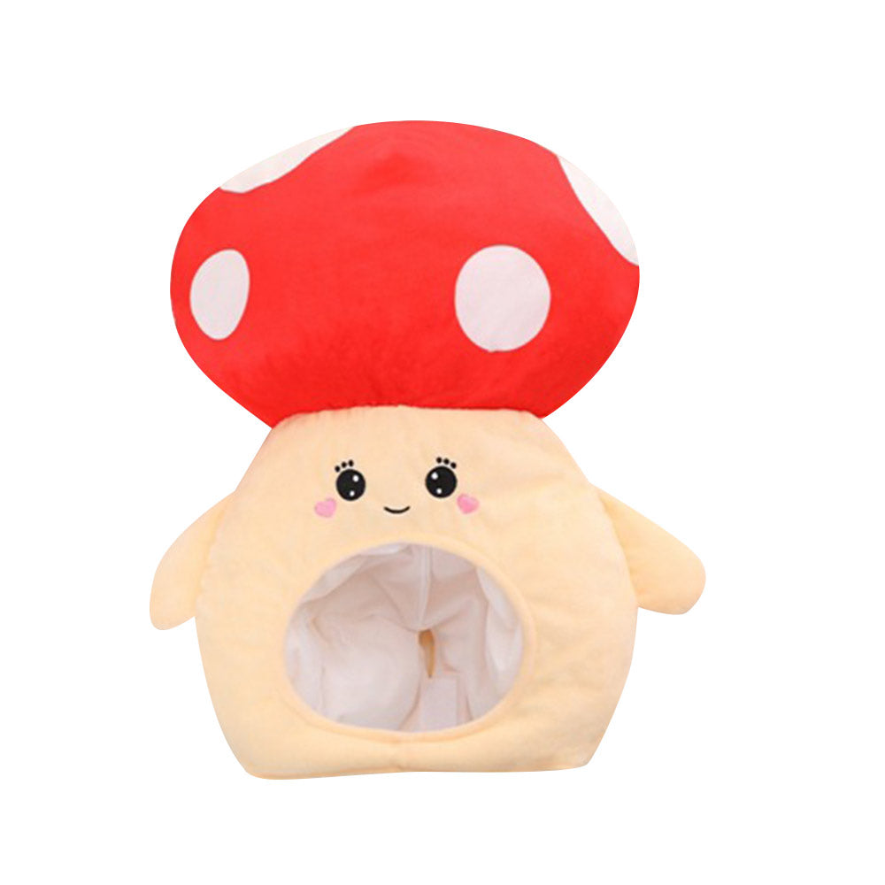 Red Mushroom Headgear Decor Hat Party Headwear Stuffed Food Vegetable Mascot Photo Prop Birthday Gift