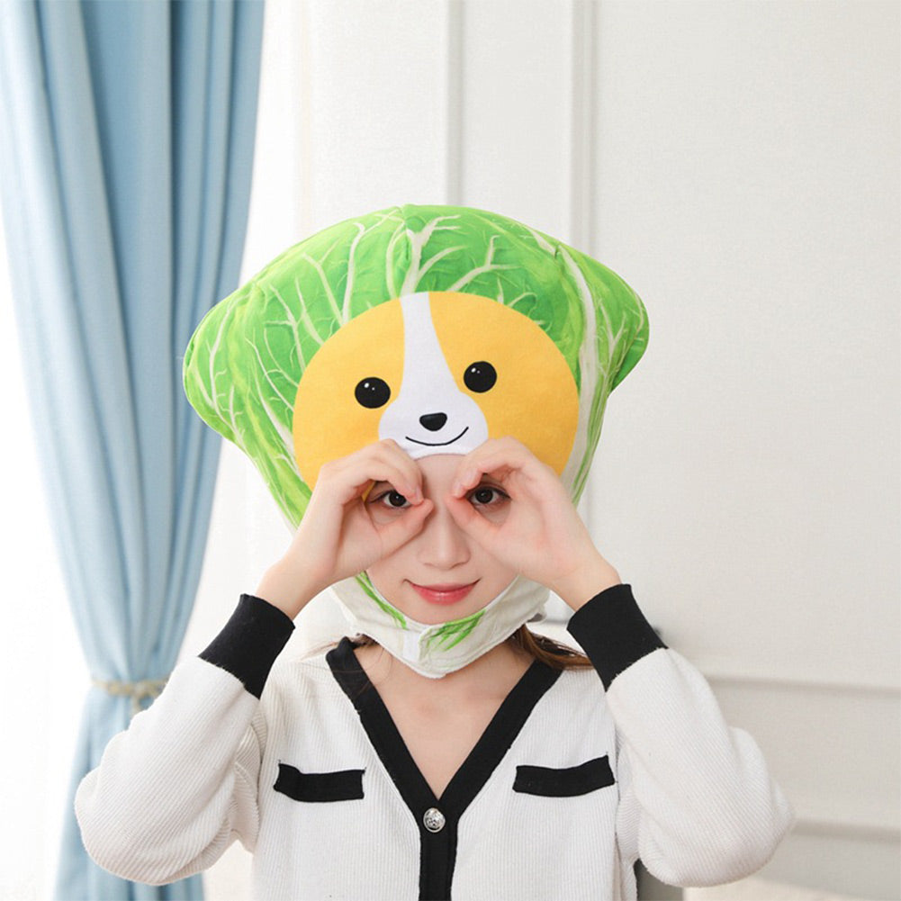 Cabbage Dog Headgear Cartoon Decor Hat Party Headwear Stuffed Food Dessert Mascot Halloween Birthday Gift Photo Prop