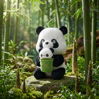 27CM Panda Animal Pillow Soft Cute Big Small Panda Bamboo Tube Set Stuffed Toy Birthday Party Xmas Gifts 10inch