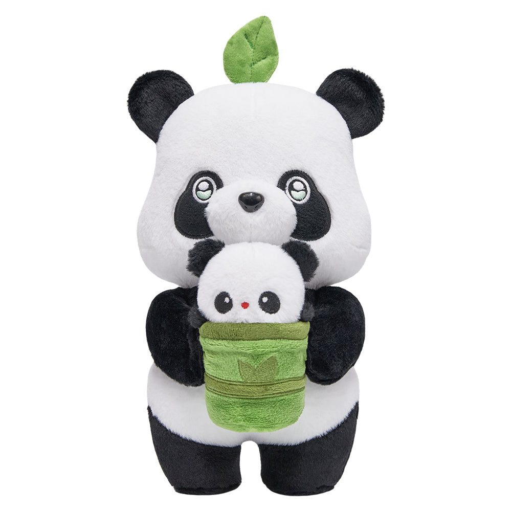27CM Panda Animal Pillow Soft Cute Big Small Panda Bamboo Tube Set Stuffed Toy Birthday Party Xmas Gifts 10inch