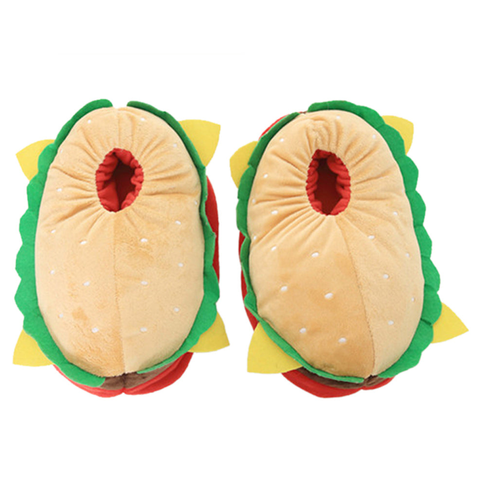 Cute Hamburger Food Plush Slipper Carton Plush Shoes For Adult Winter Warm Cozy Fluffy House Slippers