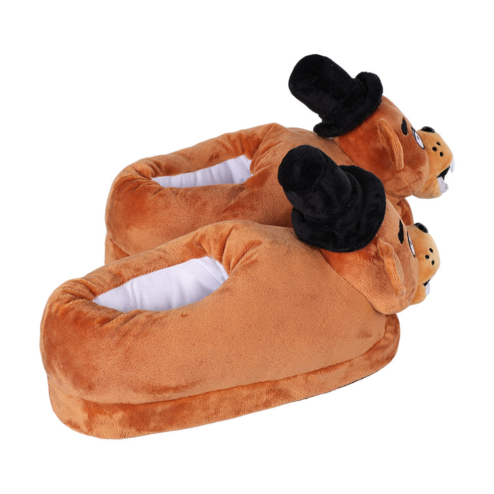 Brown Freddy Bear Plush Slippers Cosplay Shoes For Adult Winter Warm Cozy Fluffy House Slippers Plush Shoes