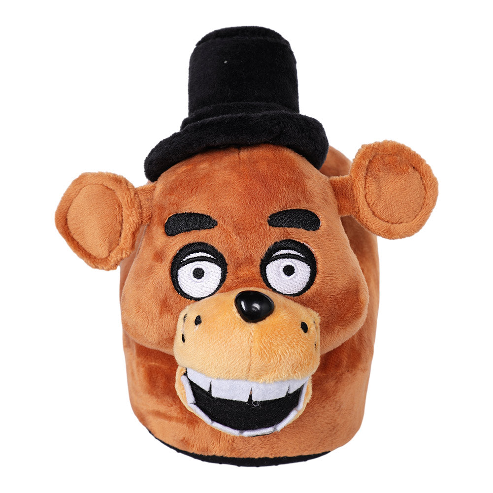 Brown Freddy Bear Plush Slippers Cosplay Shoes For Adult Winter Warm Cozy Fluffy House Slippers Plush Shoes