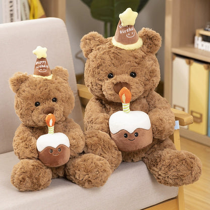 30CM Birthday Cake Bear Plushies Soft Stuffed Animals Dolls Kawaii Plush Toys Festival Gift For Kids Adult