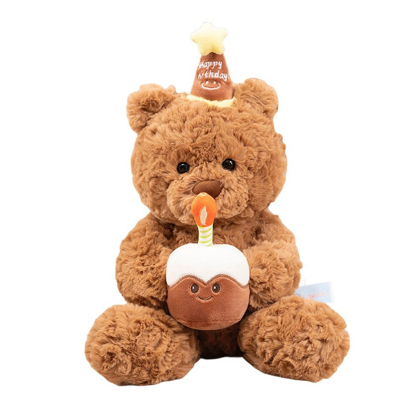 30CM Birthday Cake Bear Plushies Soft Stuffed Animals Dolls Kawaii Plush Toys Festival Gift For Kids Adult
