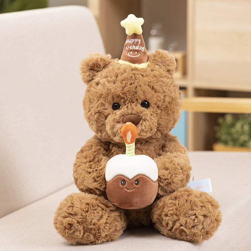 30CM Birthday Cake Bear Plushies Soft Stuffed Animals Dolls Kawaii Plush Toys Festival Gift For Kids Adult&nbsp;