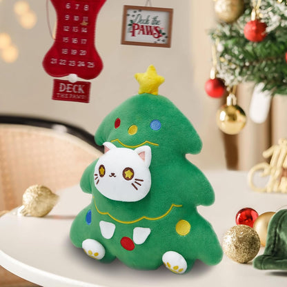 30CM Cute Christmas Tree Cat Soft Plush Toy Stuffed Dolls Birthday Gift For Kids Xmas Mascot - Original