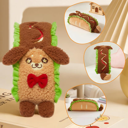 30CM Taco Cat & Hot Dog Cushion Mexican Pillow Stuffed Animal Plush Toys Cute Food Plushies Birthday Party Xmas Gifts