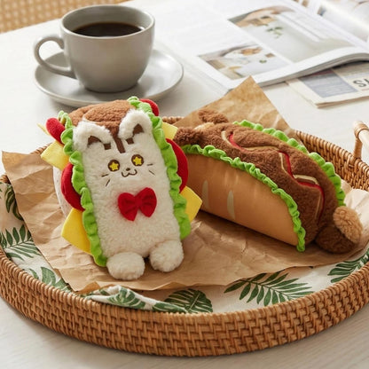30CM Taco Cat & Hot Dog Cushion Mexican Pillow Stuffed Animal Plush Toys Cute Food Plushies Birthday Party Xmas Gifts