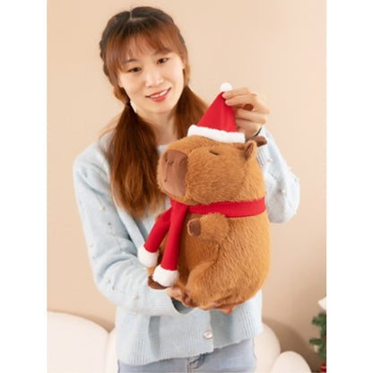 40CM Christmas Capybara Stuffed Animal Plush Toy Dolls Gift For Kids Baby Mascot Xmas Gifts