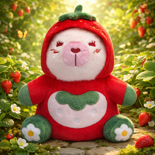 32CM Kawaii Strawberry Capybara Original Plush Toys Soft Stuffed Dolls Animals Dino Plushies Birthday Gift