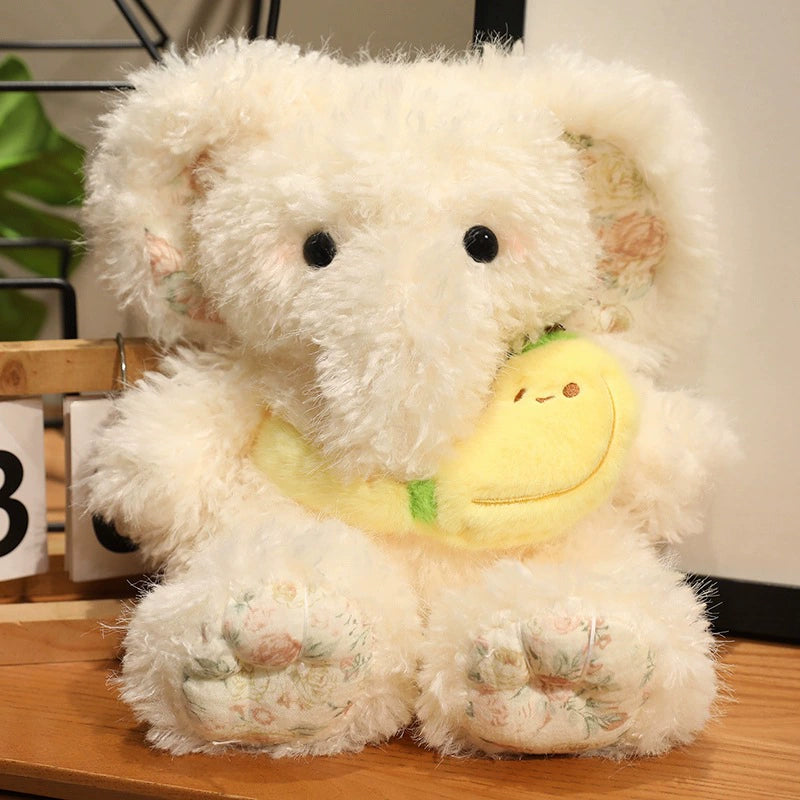 35CM Fluffy White Elephant Unicorn Plush Toys Stuffed Animals Plushies Comfort Companion Doll Birthday Gifts For Kids