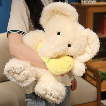 35CM Fluffy White Elephant Unicorn Plush Toys Stuffed Animals Plushies Comfort Companion Doll Birthday Gifts For Kids