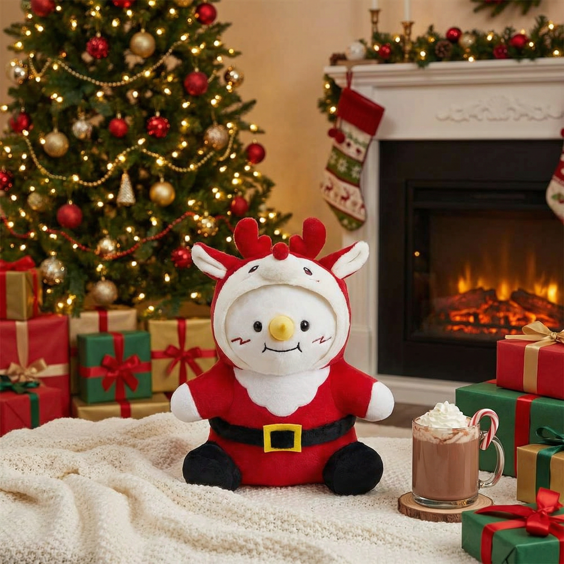 38CM Snowman With Reindeer Suit Plush Toys Plushies Soft Stuffed Dolls Animals Toys Christmas Birthday Gift
