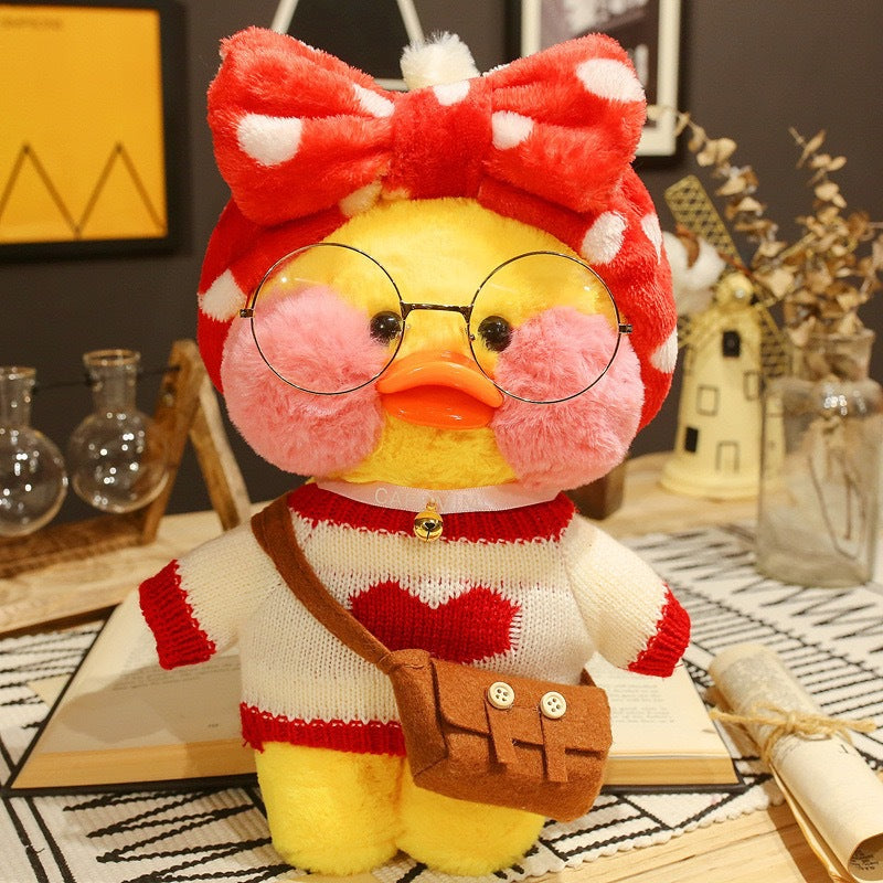 Cartoon Red Duck Soft Stuffed Animals Toy Coat Christmas Kawaii Yellow Toy Birthday Gift For Kids Baby Mascot Halloween Xmas Dolls Gifts