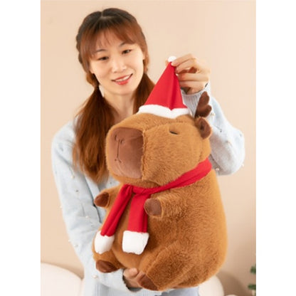 40CM Christmas Capybara Stuffed Animal Plush Toy Dolls Gift For Kids Baby Mascot Xmas Gifts