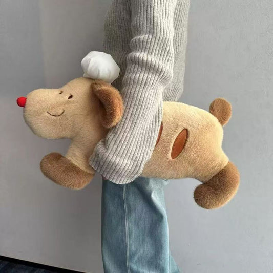 40CM Chef Bread Baguette Dog Soft Plush Toys Cartoon Stuffed Dog Plushies Animals Dolls For Kids Adult Gift