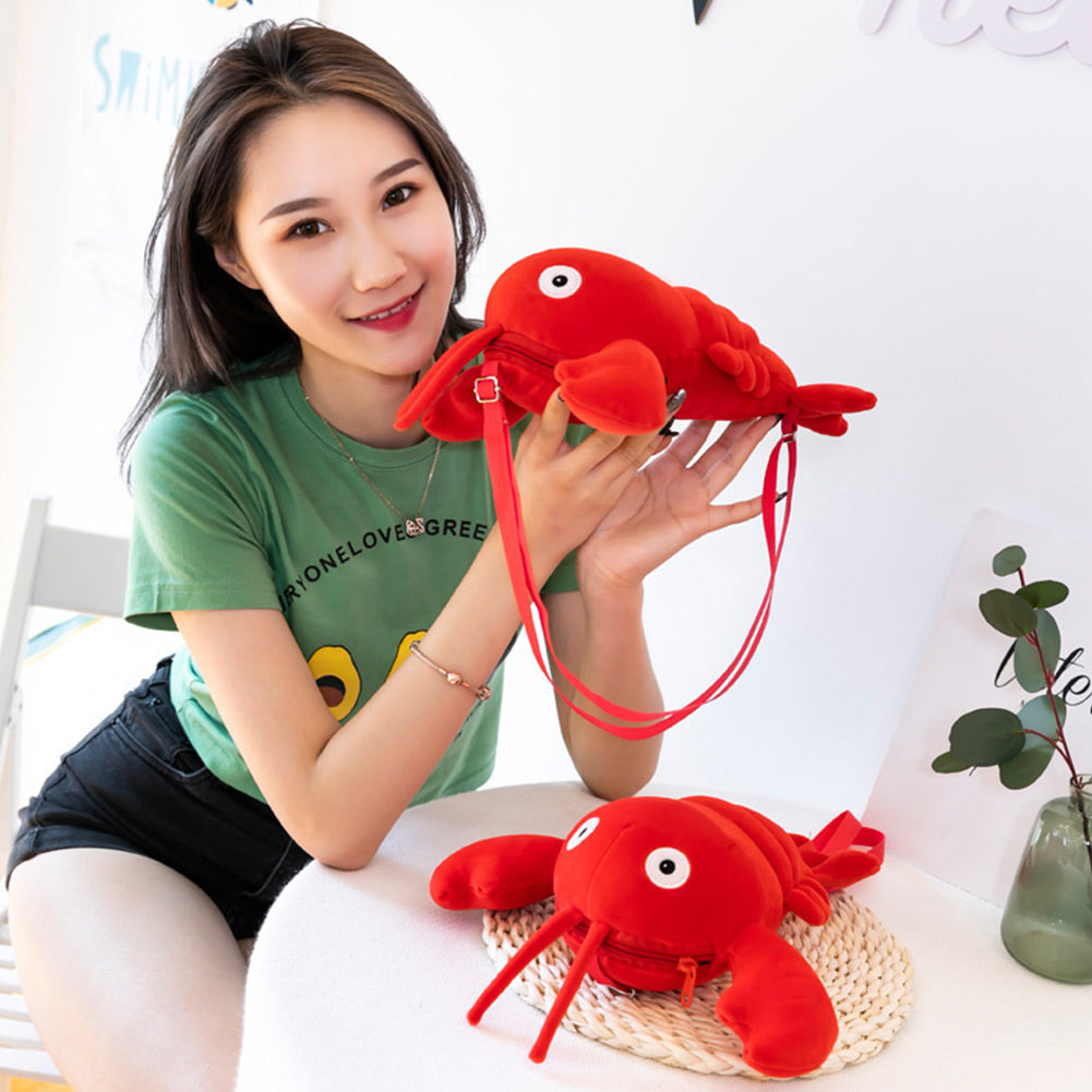 40CM Crayfish Plush Cosplay Backpack School Bags Rucksack Plush Toys Cartoon Soft Stuffed Dolls Mascot 