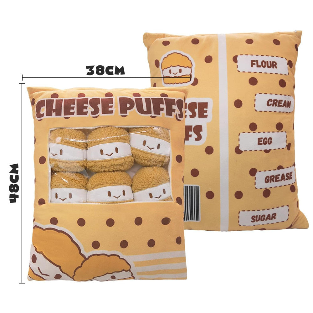 42CM Cute Throw Pillow Plush Removable Cheesy Puffs Stuffed Animal Plush Toy Food Plushie For Christmas Birthday Gifts Bed Couch Room Decor
