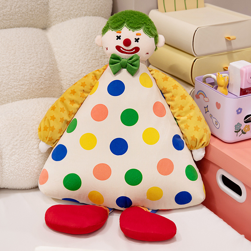 48CM Circus Clown Throw Pillow Soft Plush Toys Cartoon Stuffed Dolls Mascot Birthday Gift For Kids Adult