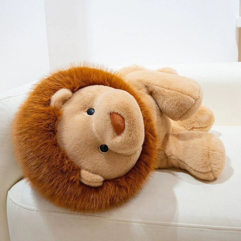 60CM Adorable Lion Pillow Brown Plush Toys Soft Stuffed Wild Animals Plusnies Dolls Soft Gift For Kids Adult