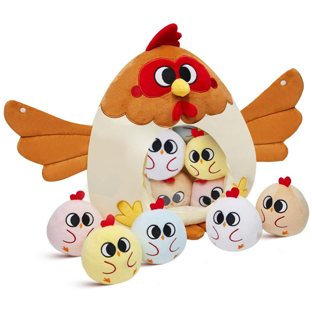 6 Pcs Chicken Stuffed Animal Set Cute Turkey Plush Pillow with Zipper Hen Toy With Baby Chicks For Kids Toddlers Boys Girls Christmas Birthday Gifts