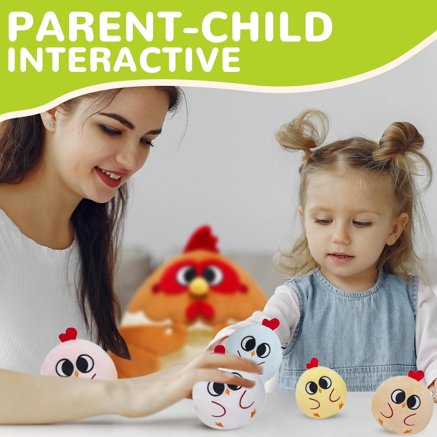 6 Pcs Chicken Stuffed Animal Set Cute Turkey Plush Pillow with Zipper Hen Toy With Baby Chicks For Kids Toddlers Boys Girls Christmas Birthday Gifts