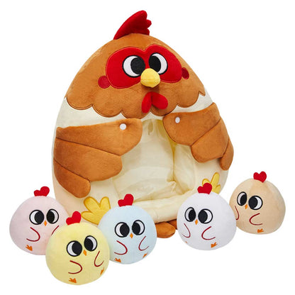 6 Pcs Chicken Stuffed Animal Set Cute Turkey Plush Pillow with Zipper Hen Toy With Baby Chicks For Kids Toddlers Boys Girls Christmas Birthday Gifts