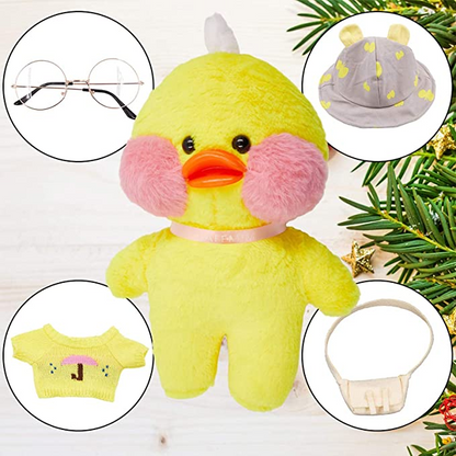 Cartoon Yellow Duck Soft Toy Coat Christmas Kawaii Toy Birthday Gift For Kids Baby Mascot Halloween Xmas Dolls Gifts Stuffed Animals