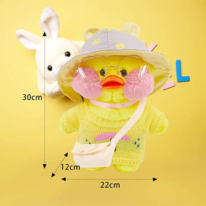 Cartoon Yellow Duck Soft Toy Coat Christmas Kawaii Toy Birthday Gift For Kids Baby Mascot Halloween Xmas Dolls Gifts Stuffed Animals