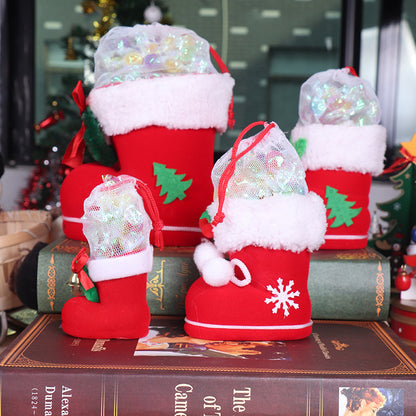 4PCS Santa Claus Shoes Bag Christmas Socks Decoration Pendant Candy Boots Creative Gift Bag