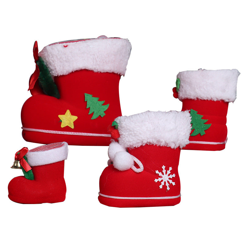 4PCS Santa Claus Shoes Bag Christmas Socks Decoration Pendant Candy Boots Creative Gift Bag