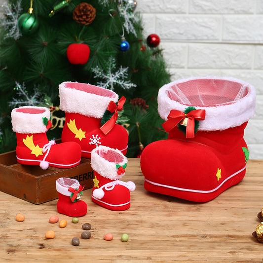 4PCS Santa Claus Shoes Bag Christmas Socks Decoration Pendant Candy Boots Creative Gift Bag