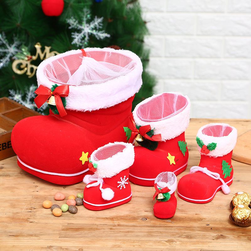 4PCS Santa Claus Shoes Bag Christmas Socks Decoration Pendant Candy Boots Creative Gift Bag