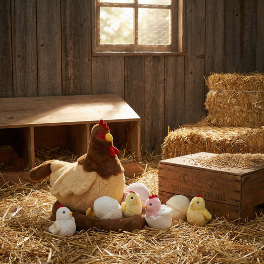 9 in 1 Chicken Stuffed Animal Egg Laying Stuffed Chicken Toy For Kids Chicks &amp; Eggs In Zippered Belly Hen Plush With 2 In 1 Nest Storage Bag for Boys Girls Birthday Christmas Easter