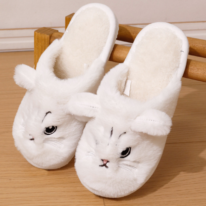Cute Cat Slippers For Women Man Winter Warm Cozy Animal Fluffy House Slippers Plush Shoes Birthday Christmas Gift