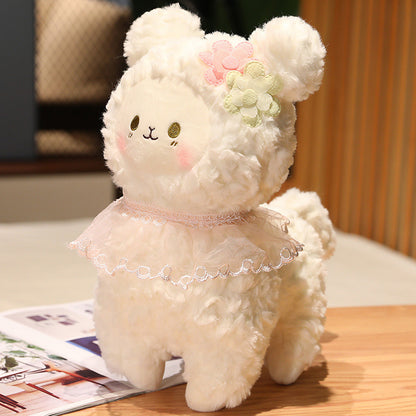 80CM Cute Lace Alpaca Pillow Plush Toy Soft Stuffed Animal Sheep Dolls Birthday Gift For Kids Girls Mascot Halloween Xmas Gifts