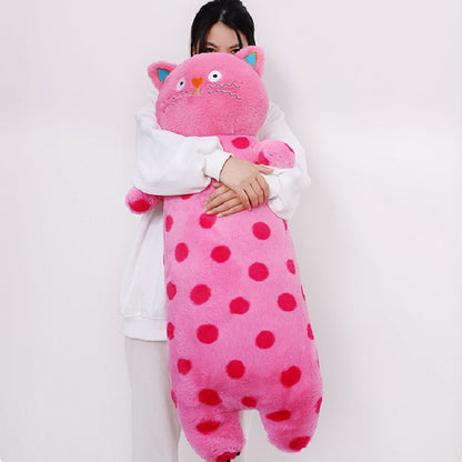 70CM Pink Polka Dot Long Body Cat Plush Toys Cartoon Stuffed Pillow Animals Soft Doll Gifts For Kids Girls