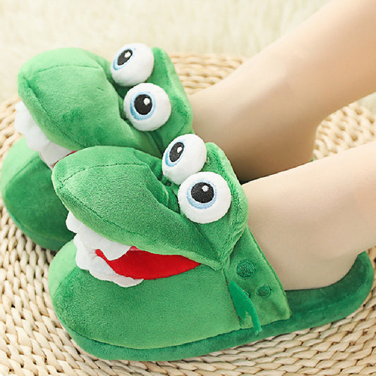 Carton Crocodile Sheep Move Animals Plush Slipper Shoes For Adult Kids Winter Warm Cozy Fluffy House Slippers Plush Shoes