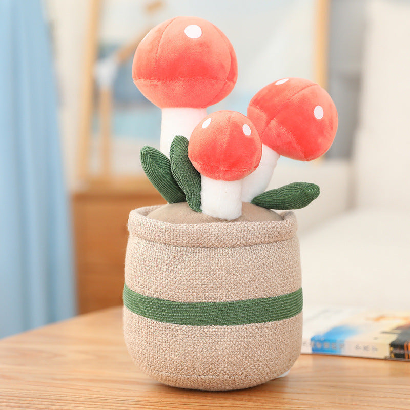 25CM Fortune Tree Mushrooms Flower Cactus Soft Plants Dolls Toy Gift Mascot Christmas Gifts Home Decor