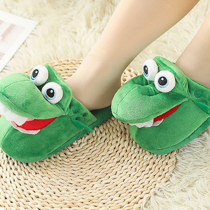 Carton Crocodile Sheep Move Animals Plush Slipper Shoes For Adult Kids Winter Warm Cozy Fluffy House Slippers Plush Shoes