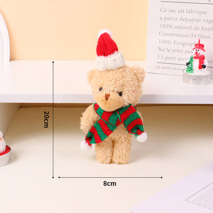 20CM Christmas Bear Keychain Plush Toys Cartoon Soft Stuffed Animals Dolls Mascot Birthday Xmas Gift