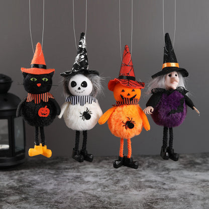 4PCS 19CM Halloween Pumpkin Ghost Widgets Witch Black Cat Charm Dolls Toy Xmas Gifts Mascot Festival Home Decor