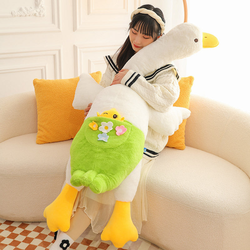 75CM White Geese With Backstrap Pillow Plush Toys Cartoon Swan Soft Stuffed Animal Dolls Mascot Birthday Xmas Gift