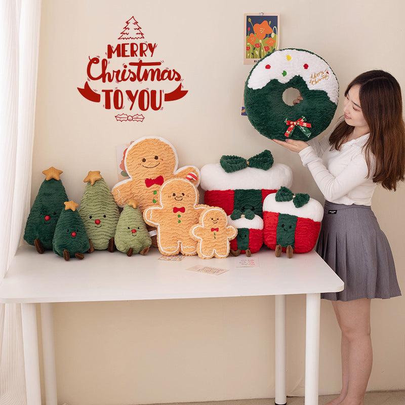 40CM Christmas Gingerbread Man Wreath Tree Gift Box Doll Plush Toys Cartoon Soft Stuffed Animals Dolls Mascot Birthday Xmas