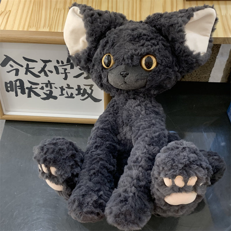 40CM Devon Curly Black Cat Doll Plush Toys Cartoon Soft Stuffed Animals Dolls Mascot Birthday Xmas Gift