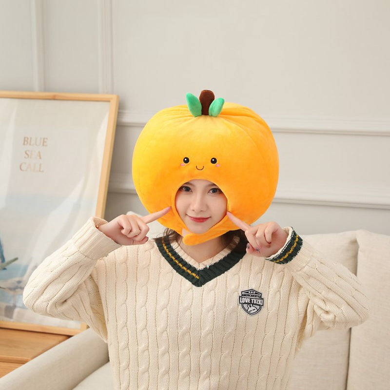 Cute Orange Headgear Decor Hat Party Headwear Stuffed Food Fruit Mascot Photo Prop Birthday Gift