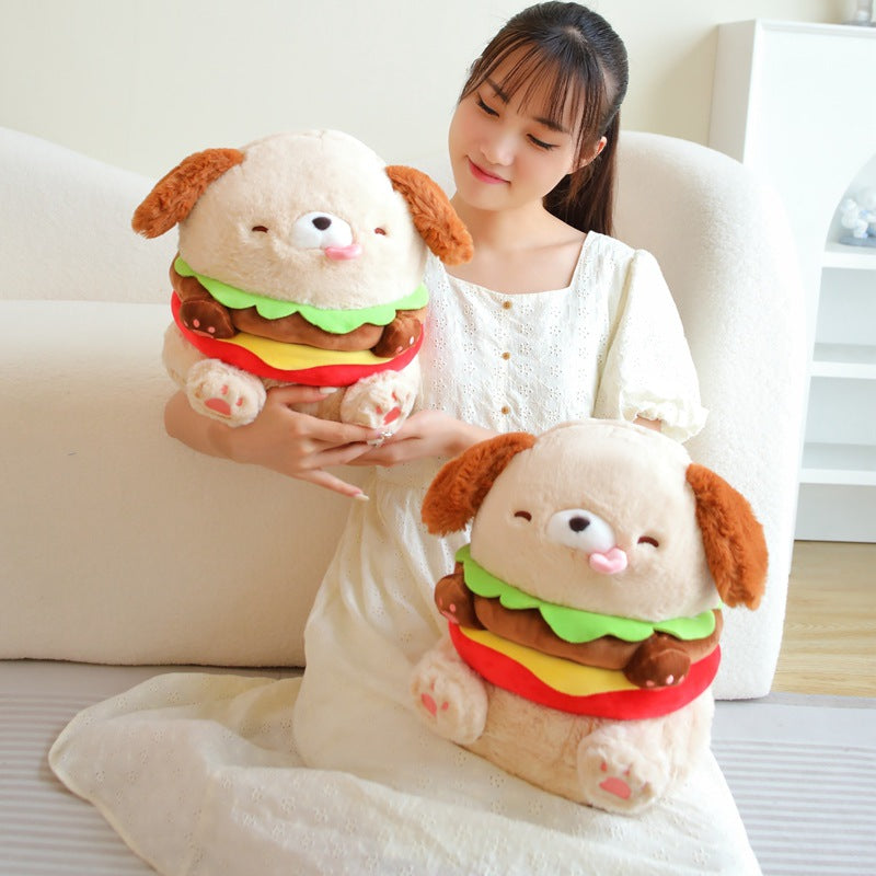 35CM Hamburger Dog Pet Food Soft Stuffed Animal Dolls For Kids Baby Mascot Birthday Xmas Gifts Home Decor