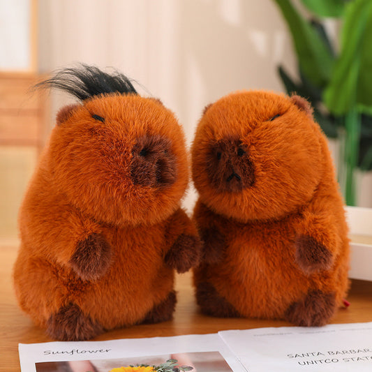 35CM Kawaii Brown Capybara With Hair Stuffed Animal Plush Toy Dolls Gift For Kids Baby Mascot Xmas Gifts