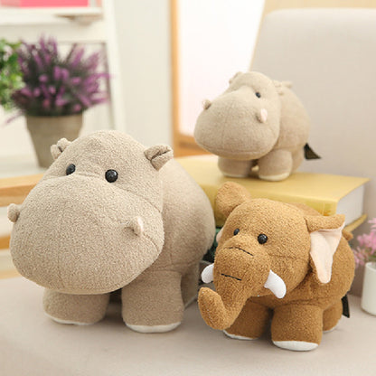 35CM Cute Elephant Hippo Dolls Stuffed Wild Animals Plush Toy For Kids Birthday Xmas Gifts Home Decor